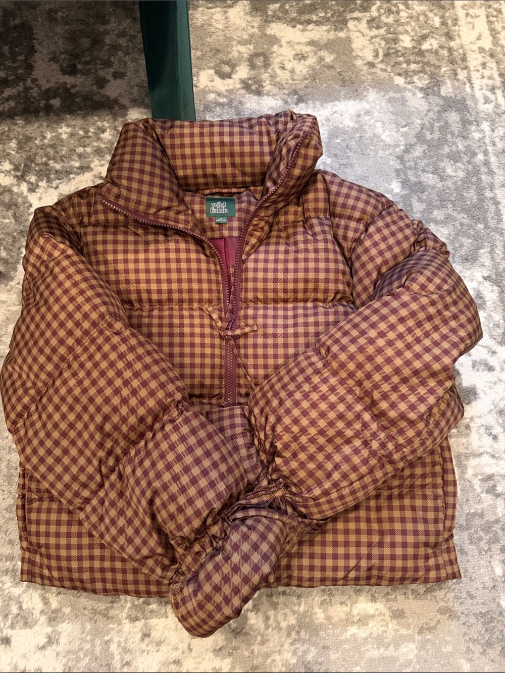 Wild Fable Brown and Burgundy Checked Puffer Jacket